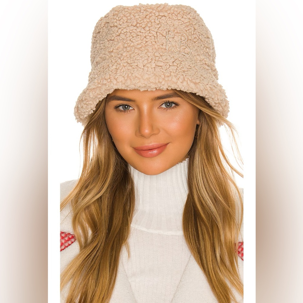 RUSLAN BAGINSKIY Monogram Embellished Lampshade Bucket Hat in Neutrals